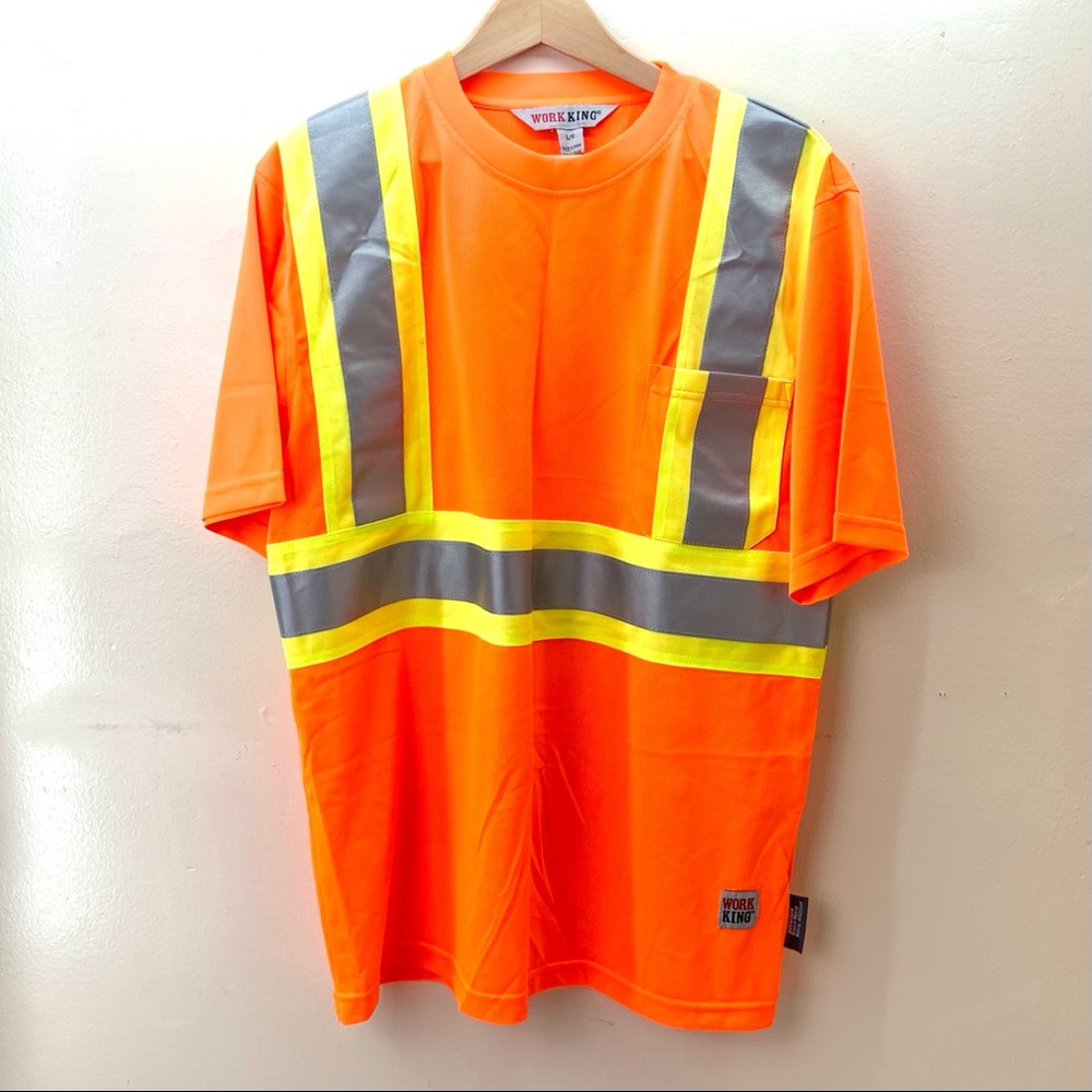 NWT REFLECTIVE Orange WORK SHIRT Size Large